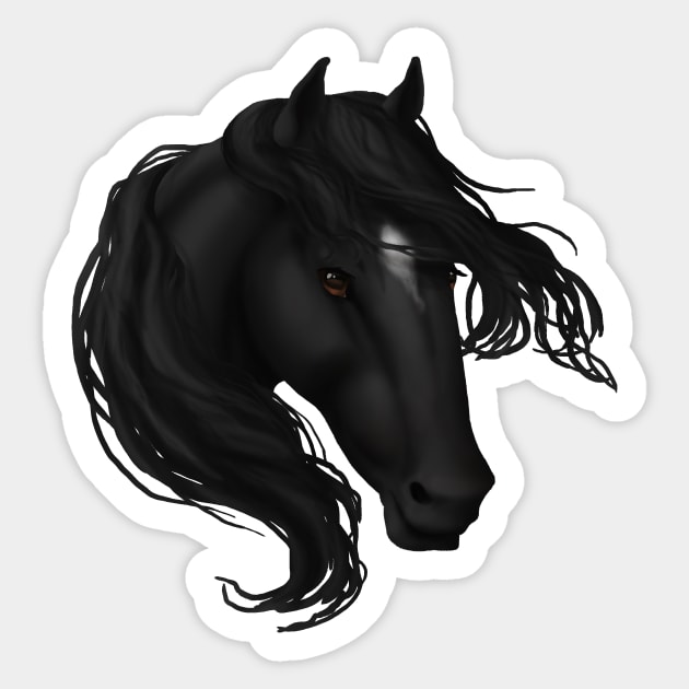 Horse Head - Black Star Sticker by FalconArt